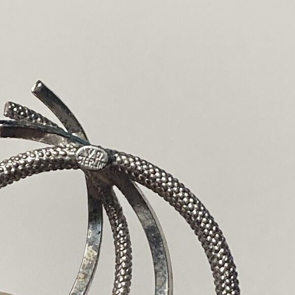 Vintage Sterling Silver 925 Modernist Round Textured Brooch Minimalist MCM - Picture 9 of 11